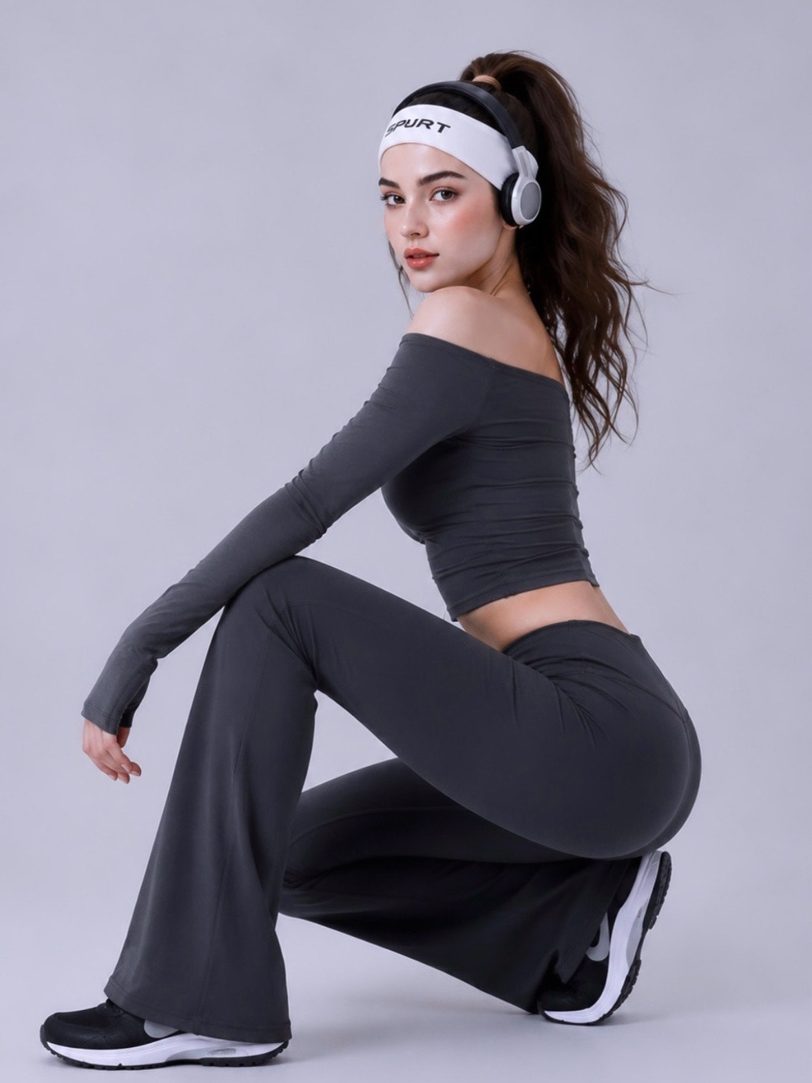Bootcut Leggings Grey — AÉRIA 부츠컷 레깅스 상품 사진