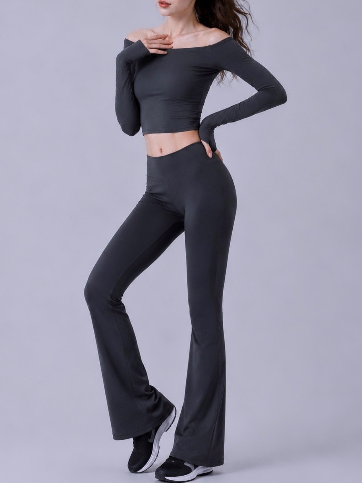 Bootcut Leggings Grey — AÉRIA 부츠컷 레깅스 상품 사진